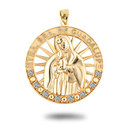Gold Illuminated Our Lady of Guadalupe CZ Pendant Necklace (Available in Yellow/Rose/White Gold)