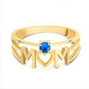 Yellow Gold Personalized Mom Heart Sapphire Birthstone Mother's Ring