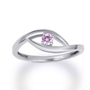 .925 Sterling Silver Personalized Lab Created Alexandrite Birthstone Wavy Band Ring