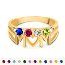 Gold Personalized Mom Heart 4 Birthstones Mother's Ring (Available in Yellow/Rose/White Gold)