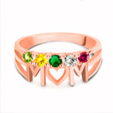 Rose Gold Personalized Mom Heart 5 Birthstones Mother's Ring
