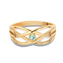 Gold Personalized Birthstone Cross Over Ring