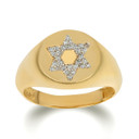 Yellow Gold Diamond Jewish Star of David Signet Ring