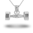 .925 Sterling Silver Dumbbell Weightlifting Fitness Gym Pendant Necklace