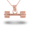 Rose Gold Barbell Weightlifting Fitness Gym Pendant Necklace