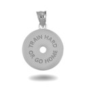 White Gold Dumbbell Weight Plate Fitness Gym Pendant Back