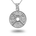 White Gold Dumbbell Weight Plate Fitness Gym Pendant Necklace