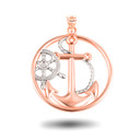 Rose Gold Nautical Anchor Rope and Helm Mariner Circle Pendant