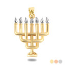 Two Tone Gold Jewish Menorah Pendant