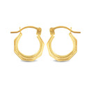 14K Yellow Gold Beaded Octagon Hoop Earrings