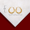 14K Yellow Gold Croissant Twisted Reversible Hoop Earrings with Measurements