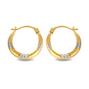 14K Yellow Gold Two-Tone Ribbed & Solid Reversible Hoop Earrings