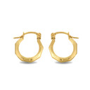 14K Yellow Gold Octagon Love Screw Reversible Hoop Earrings