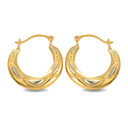 14K Yellow Gold Two-Tone Beaded & Roped Reversible Hoop Earrings