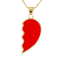 Yellow Gold Enamel Breakable Heart Pendant Necklace Right Side