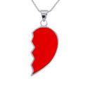 Silver Enamel Breakable Heart Pendant Necklace Right Side