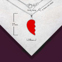 Silver Enamel Breakable Heart Pendant Necklace left side with Measurement