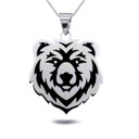 Silver Enamel Bear Pendant Necklace