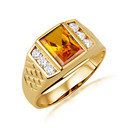 Gold Radiant Cut Blue Sapphire Birthstone Ring with Cubic Zirconia (Available in Yellow Gold, Rose Gold, White Gold)