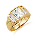 Gold Radiant Cut Blue Sapphire Birthstone Ring with Cubic Zirconia (Available in Yellow Gold, Rose Gold, White Gold)