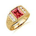 Gold Radiant Cut Blue Sapphire Birthstone Ring with Cubic Zirconia (Available in Yellow Gold, Rose Gold, White Gold)