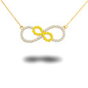14K Gold Gemstone Double Infinity Citrine Necklace