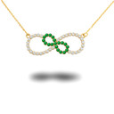 14K Gold Gemstone Double Infinity Emerald Necklace