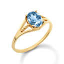 Yellow Gold Ladies Blue Topaz Birthstone Ring