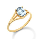 Yellow Gold Ladies Aqua Birthstone Ring