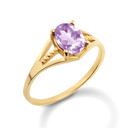 Yellow Gold Ladies Pink Alexandrite Birthstone Ring