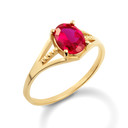 Yellow Gold Ladies Ruby Birthstone Ring