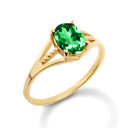 Yellow Gold Ladies Emerald Birthstone Ring