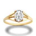 Yellow Gold Ladies Clear CZ Birthstone Ring