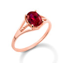 Rose Gold Ladies Garnet Birthstone Ring