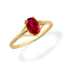 Yellow Gold Baby Ruby Gemstone Ring