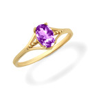 Yellow Gold Baby Amethyst Birthstone Ring