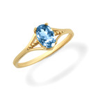 Yellow Gold Baby Blue Topaz Gemstone Ring