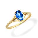 Yellow Gold Baby Sapphire Birthstone Ring