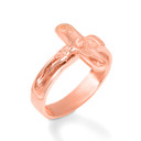 Rose Gold Sideways Crucifix Cross Ring