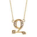 14K Solid Yellow Gold (Ա-Ք) Armenian Diamond Initials Necklace