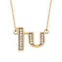 14K Solid Yellow Gold (Ա-Ք) Armenian Diamond Initials Necklace