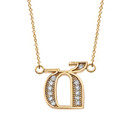 14K Solid Yellow Gold (Ա-Ք) Armenian Diamond Initials Necklace