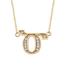 14K Solid Yellow Gold (Ա-Ք) Armenian Diamond Initials Necklace