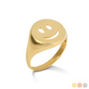 Gold Happy Smiley Face Emoji Signet Ring