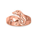 Rose Gold Dachshund Pet Dog Band Ring
