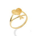 Gold Tennis Rackets Sports Fitness Ring (Available in Yellow/Rose/White Gold)