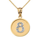 Solid (Ա-Ք) Two Tone Yellow Gold Armenian Initial Diamond Disc Pendant Necklace