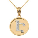 Solid (Ա-Ք) Two Tone Gold Armenian Initial Diamond Disc Pendant Necklace(Available in Yellow/Rose/White Gold)
