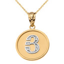 Solid (Ա-Ք) Two Tone Yellow Gold Armenian Initial Diamond Disc Pendant Necklace