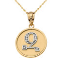 Solid (Ա-Ք) Two Tone Gold Armenian Initial Diamond Disc Pendant Necklace(Available in Yellow/Rose/White Gold)